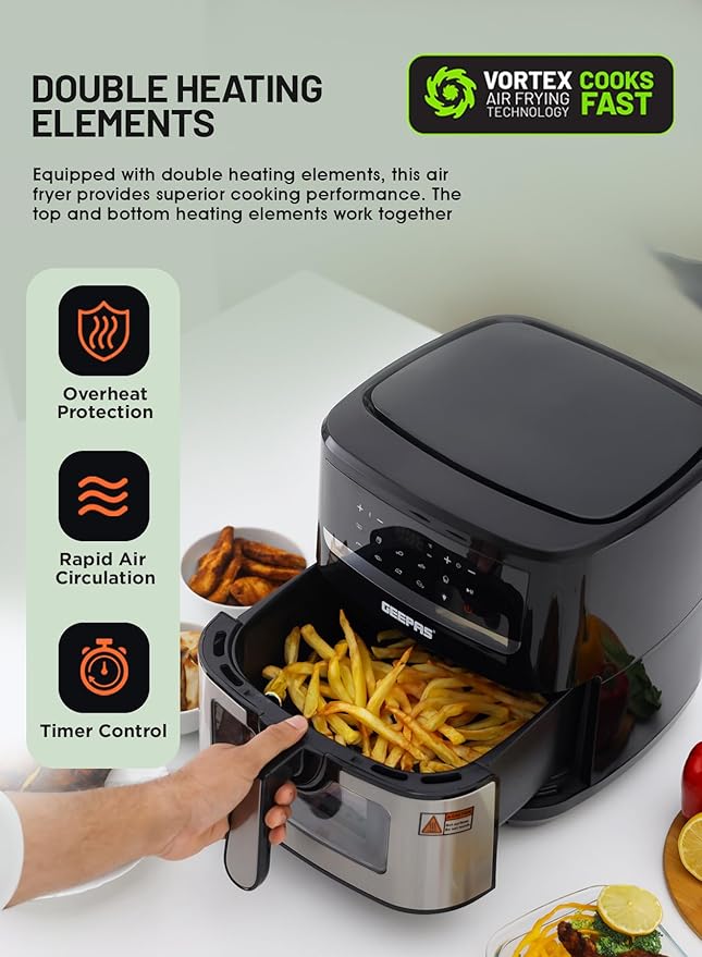 Geepas 7.5L Double Heating Digital Air Fryer 37543