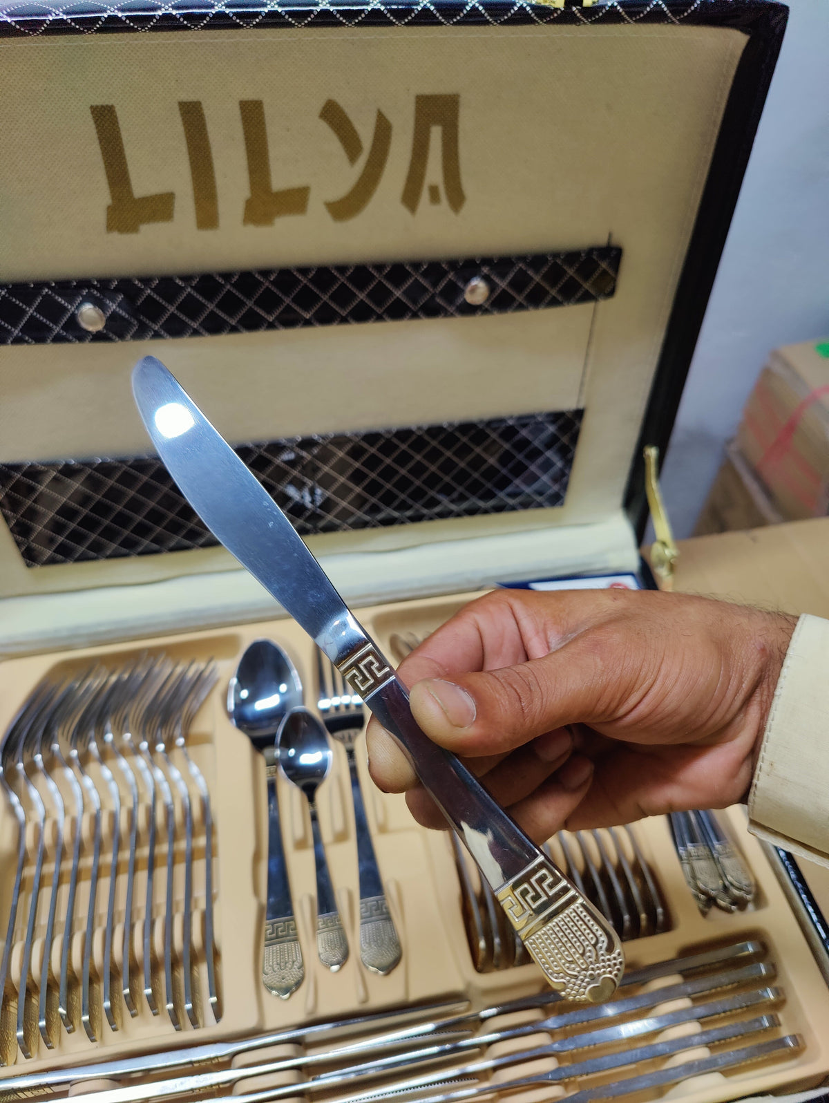 Luxury Cutlery Set - Leather Case 48 Pieces - 12 Person