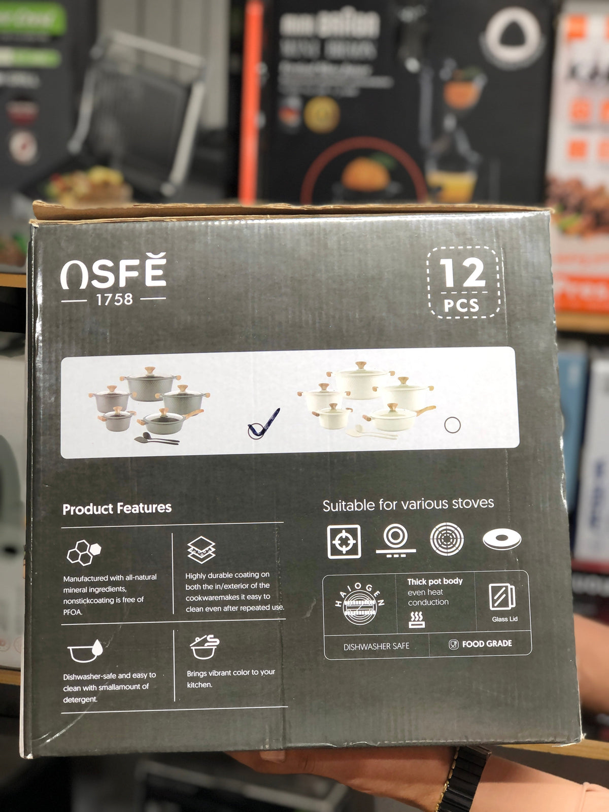 Osfe 12pcs Granite Induction Based Cookware Set