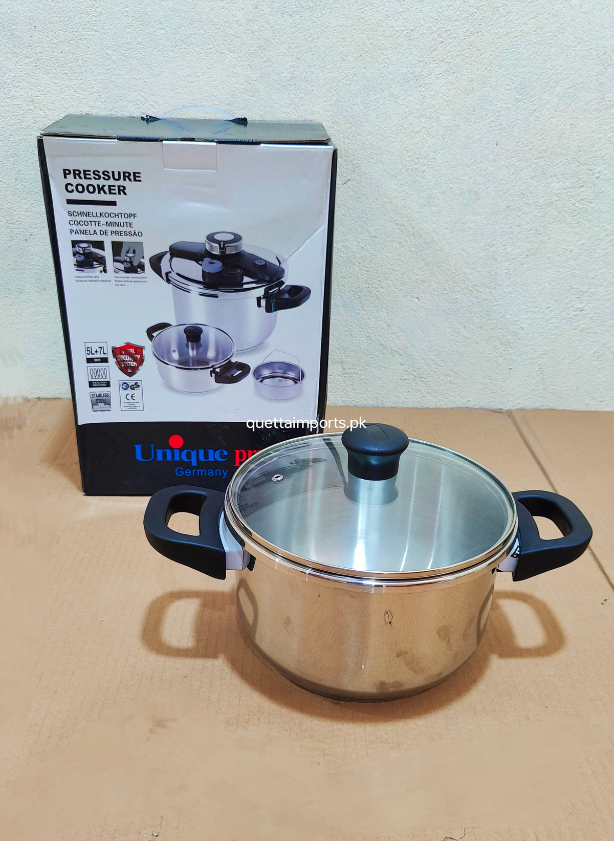 Imported Unique Pro 3 in 1 Stainless Steel Automatic Pressure Cooker - 5L + 7L
