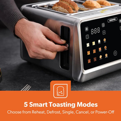 GEEPAS 5-in-1 DIGITAL 4 Slice Long Slot Toaster