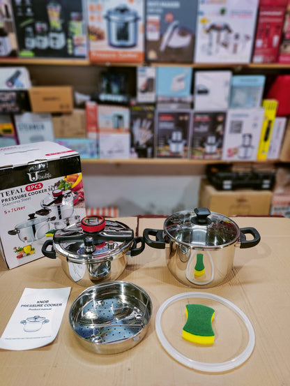 Tefal Stainless Steel Automatic Pressure Cooker- 5L + 7L