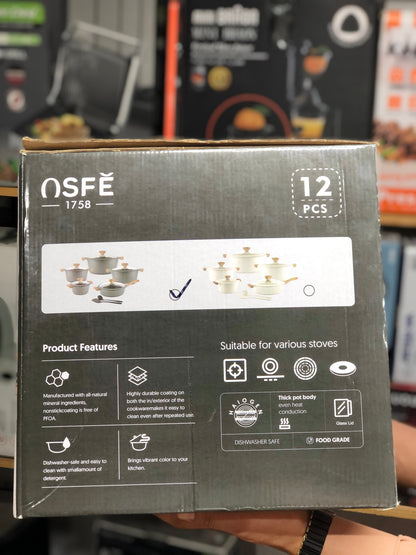 Osfe 12pcs Granite Induction Based Cookware Set
